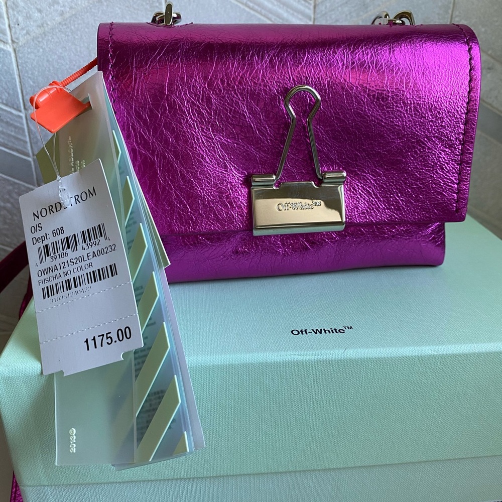 TRADED NWT💗Off-White Binder Clip Crossbody - Picture 6 of 11